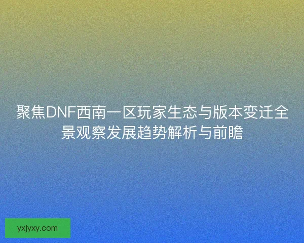 聚焦DNF西南一区玩家生态与版本变迁全景观察发展趋势解析与前瞻
