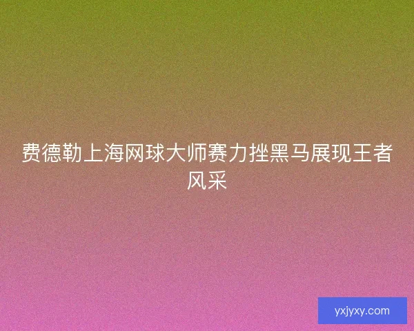 费德勒上海网球大师赛力挫黑马展现王者风采
